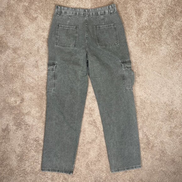 Cargo Pants Womens L Green High Rise Stretch Baggy Outdoor Utility Wide Leg - Picture 7 of 7